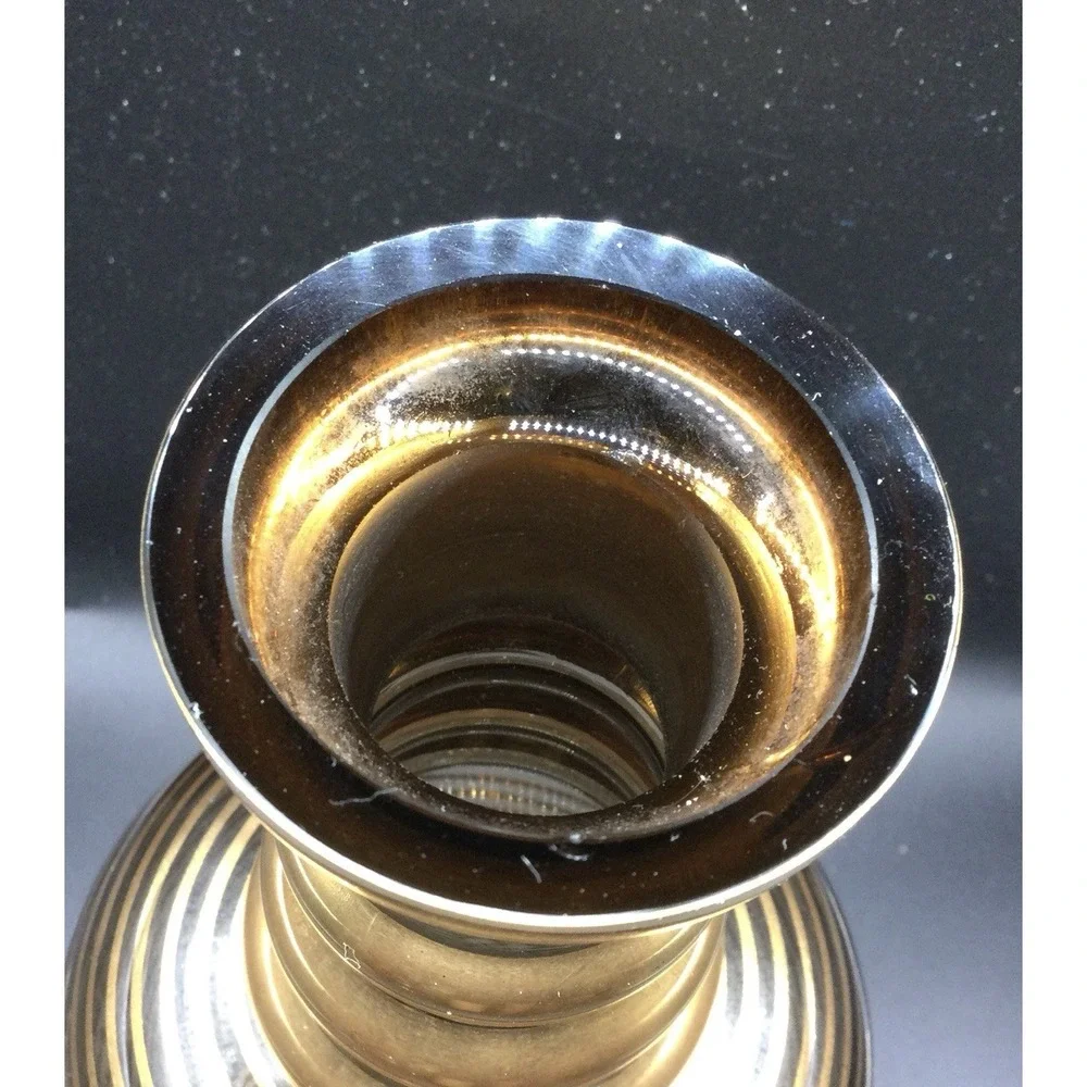 Amber Decanter Gold Concentric Rings Bohemian Art Glass vase